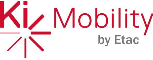 Ki Mobility logo with red text and graphic,