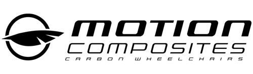 Motion Composites logo featuring a black and white design with text and a circular emblem of a feather.