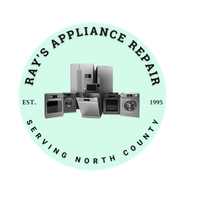 Ray's Appliance Repair logo: Circle with appliances, text 