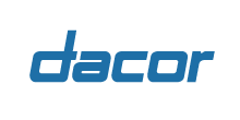 The Dacor logo in blue, on a white background.