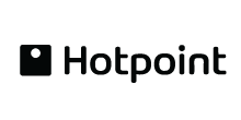 Hotpoint logo: Black square with a white dot, followed by the word 