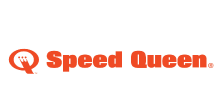 Speed Queen logo, orange text on white background. 