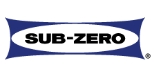 Sub-Zero logo with white text on a blue background.