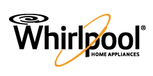 Whirlpool logo with black text and an orange ellipse, indicating home appliances.