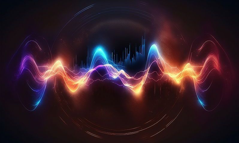 Vibrant soundwave visualization representing AI technology