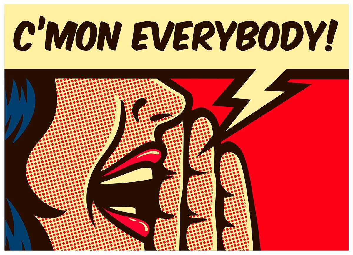 Illustration Of Girl saying c'mon everybody