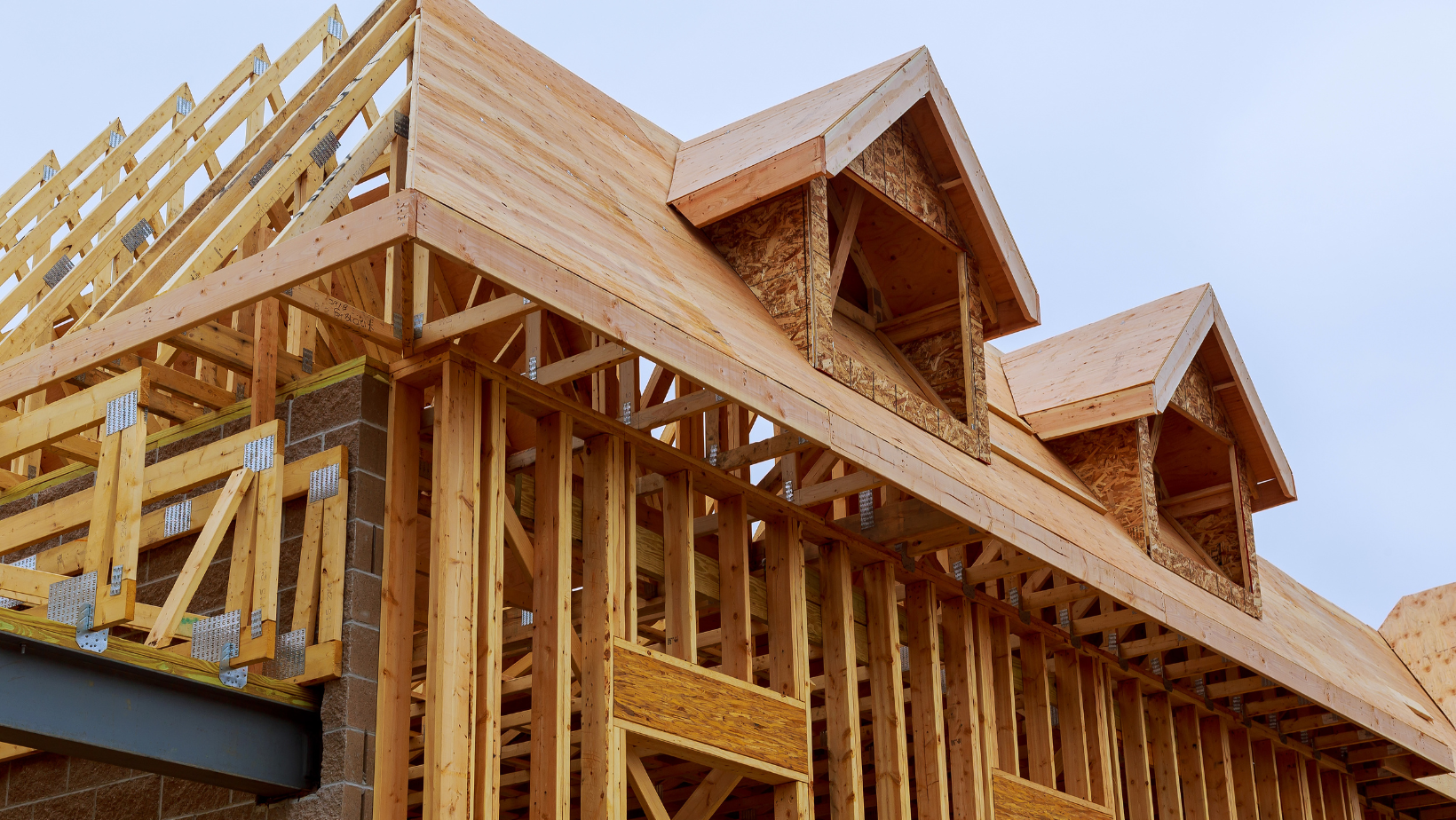 The frame of a new house being built in Vermont