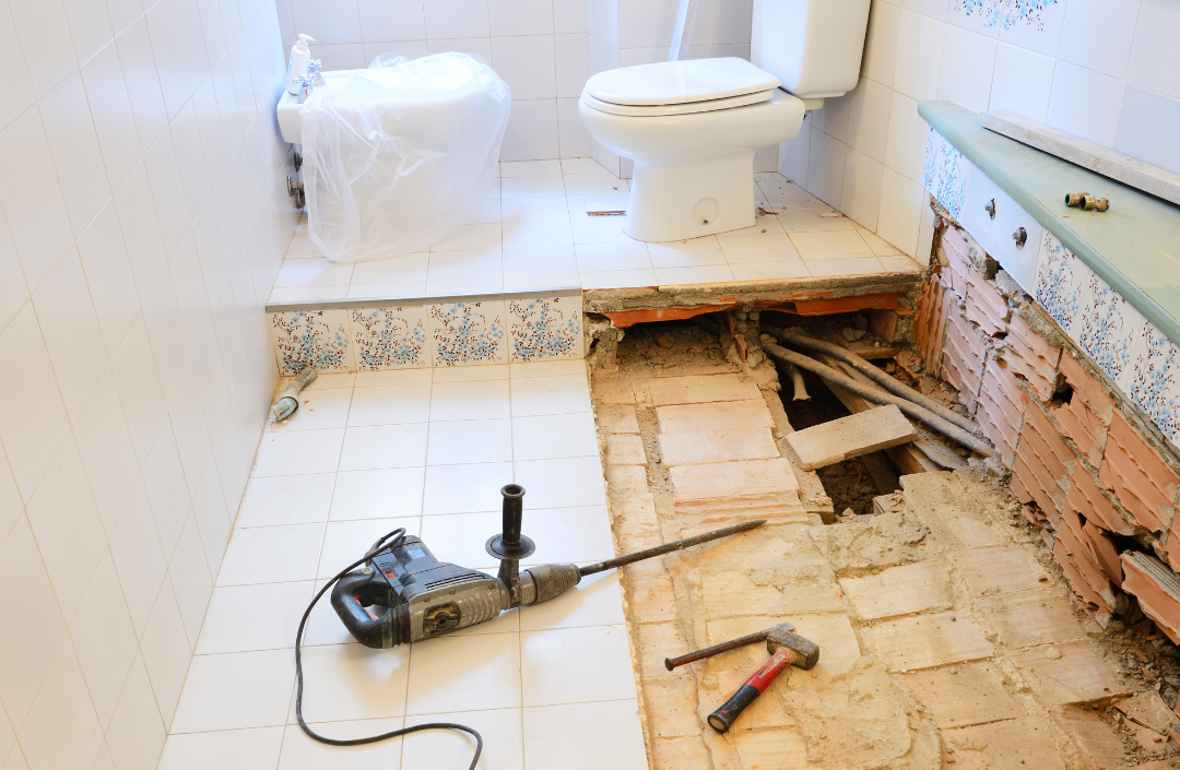 Bathroom mid-renovations.