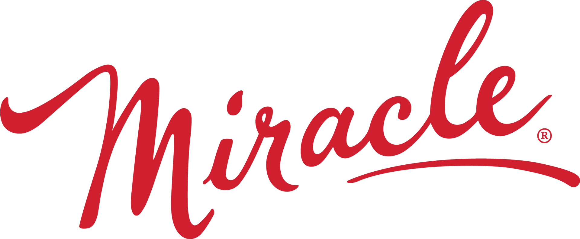 Red Miracle script logo on a white background