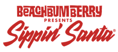Beachbum Berry presents “Sippin’ Santa” logo in red text on a white background