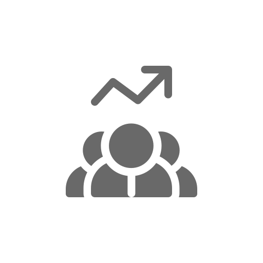 A group of people standing next to each other with an arrow pointing up.