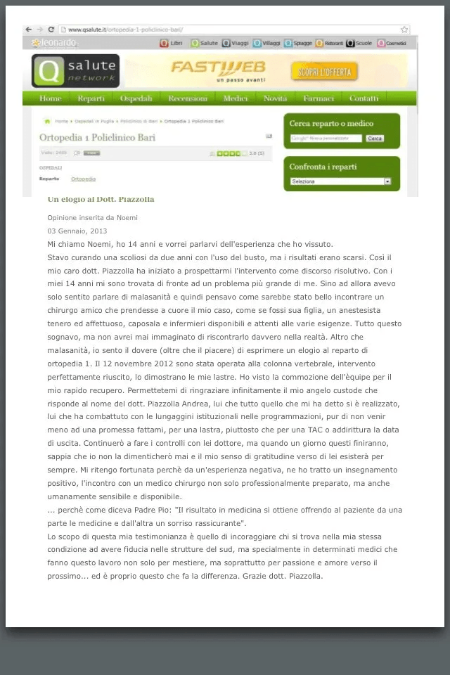 recensione sui servizi del chirurgo ortopedico