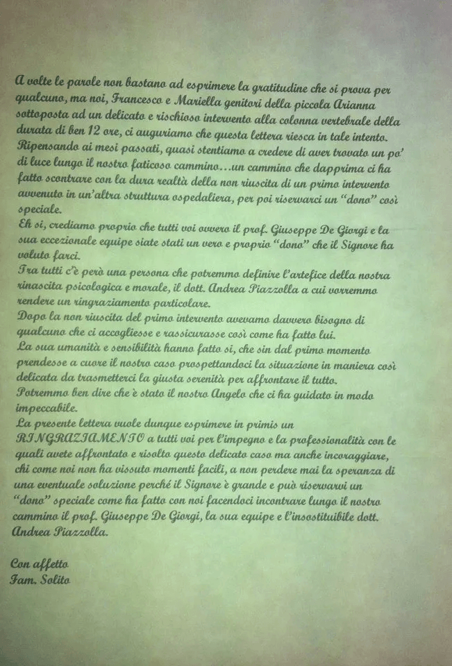 testimonianza di un paziente guarito