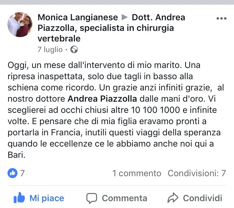 testimonianza paziente su intervento medico