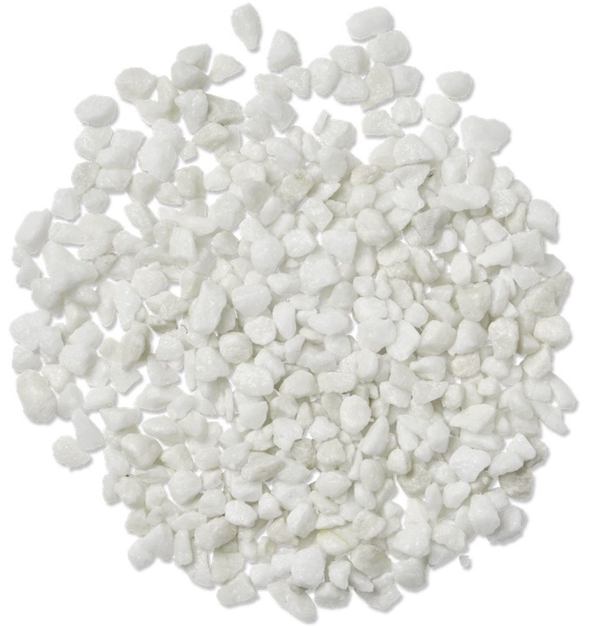 Pile of small, white, irregularly shaped stones.