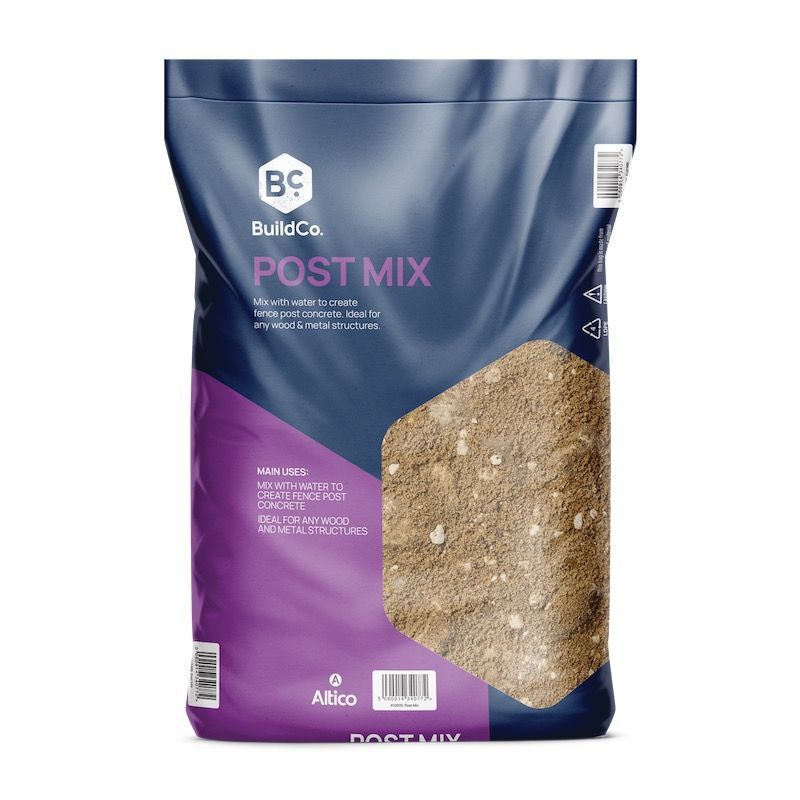 Bag of Build Co. post mix, dark blue with purple and a textured tan section.
