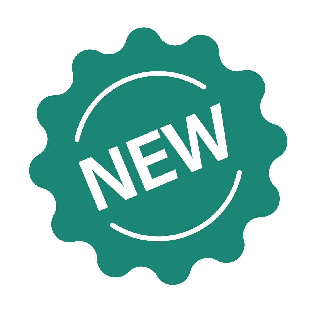 Green circular badge with white 