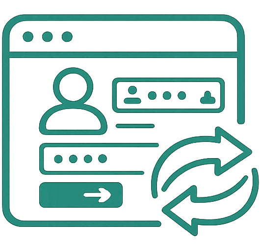 Web login with circular arrows, indicating reset or refresh.
