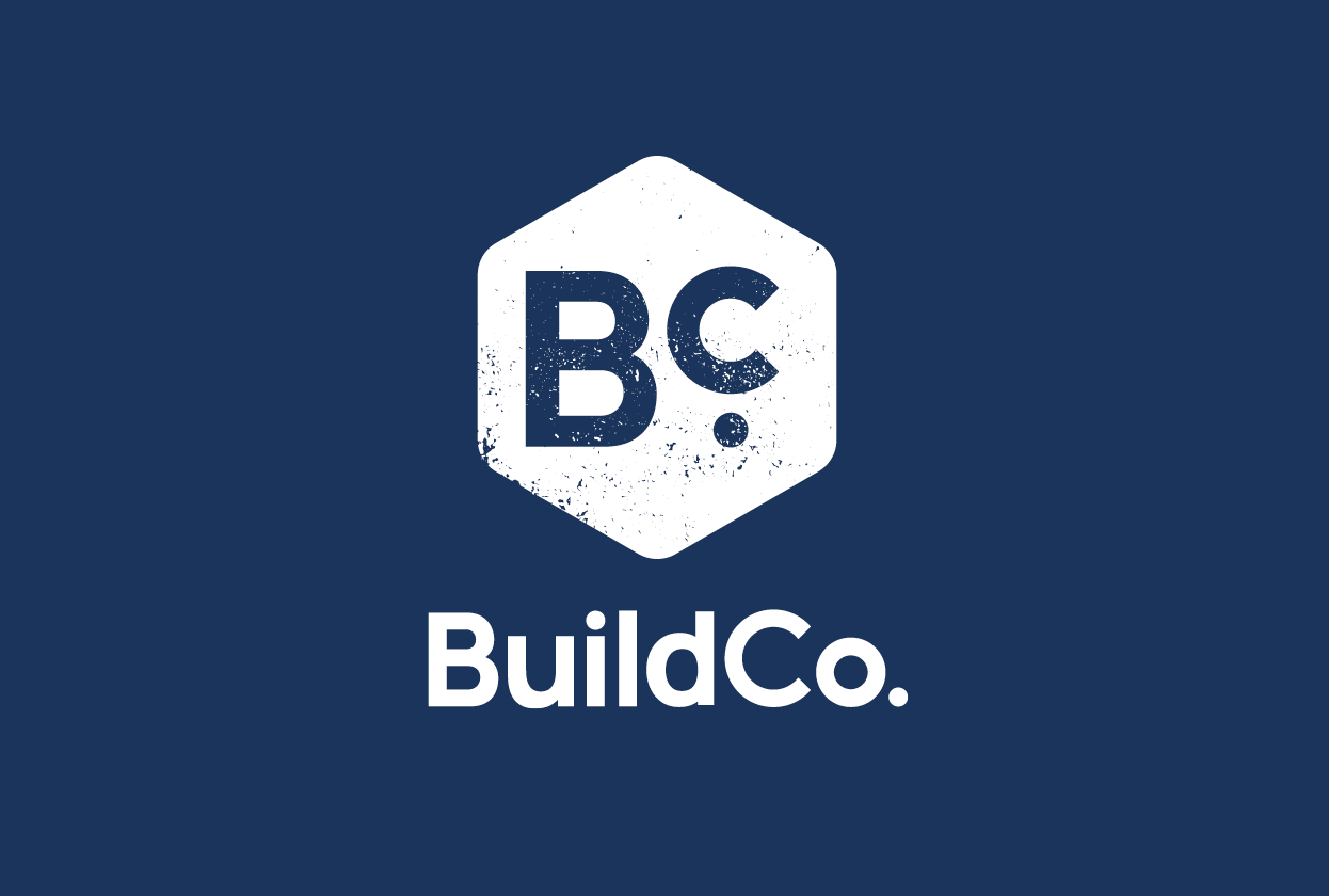 BuildCo. logo with a white hexagon containing 