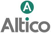 Logo of Altico: gray text below a green circle with a white