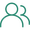 Two people icon, teal outline.