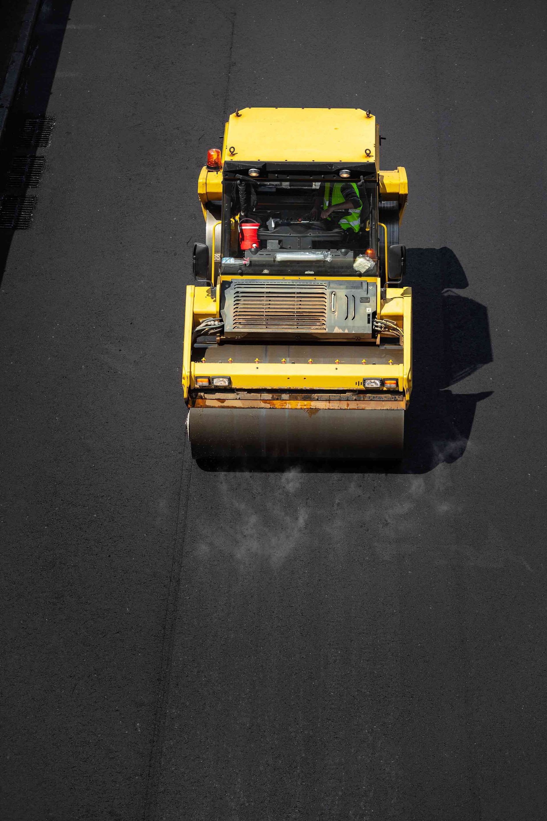 Compacting New Asphalt — Kankakee, IL — Kankakee Valley Construction Co