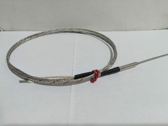 Termopar Tipo J de Punta, 2MM Ø x 200mm.Con 1mtro de Extensión de Malla Inoxidable