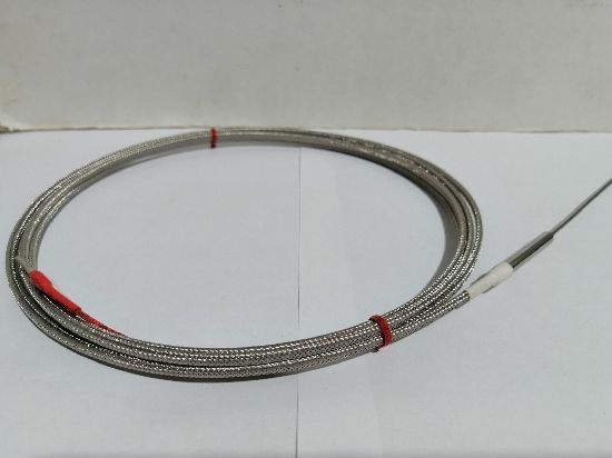 Termopar Tipo K de Punta, 1MM Ø x 50mm.Con 1mtro de Extensión de Malla Inoxidable
