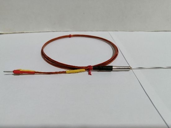 Termopar Tipo K de Punta, 1MM Ø x 300mm.Con 1mtro de Extensión de Kapton
