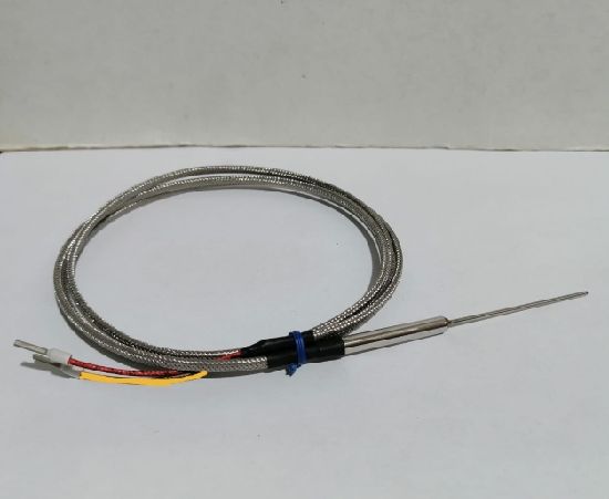 Termopar Tipo K de Punta, 1.5MM Ø x 50mm.Con 1mtro de Extensión de Malla Inoxidable