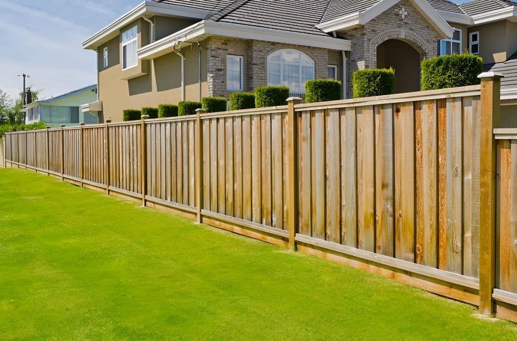 A Wooden Fence Surrounds A Lush Green Lawn In Front Of A House — Johnson's Timber Agencies In Ulladulla, NSW