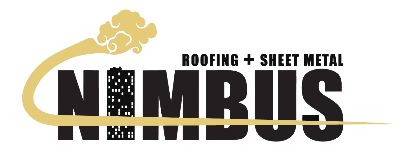 Nimbus Roofing + Sheet Metal logo in black and gold with a cloud and swoosh design