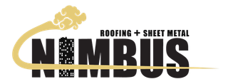 Nimbus Roofing + Sheet Metal logo in black and gold with a cloud and swoosh design