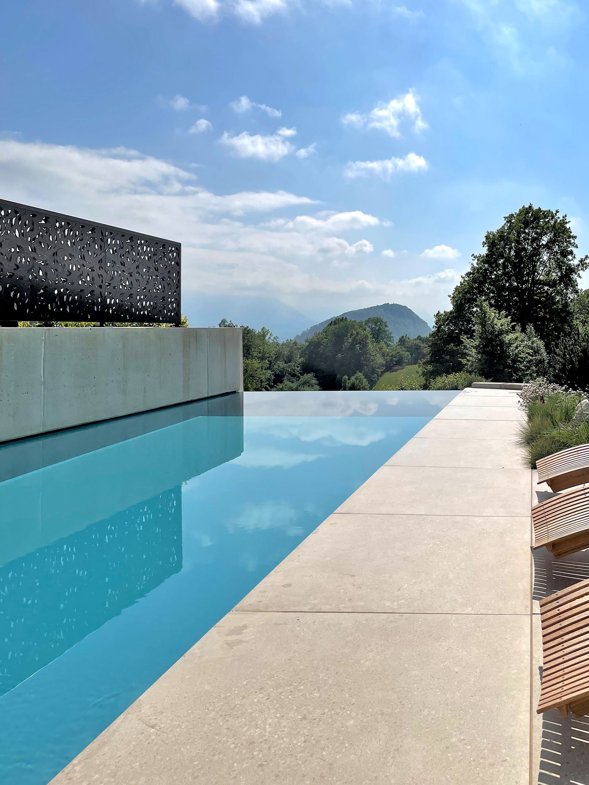 Ein Swimmingpool mit Blick auf Berge und Bäume