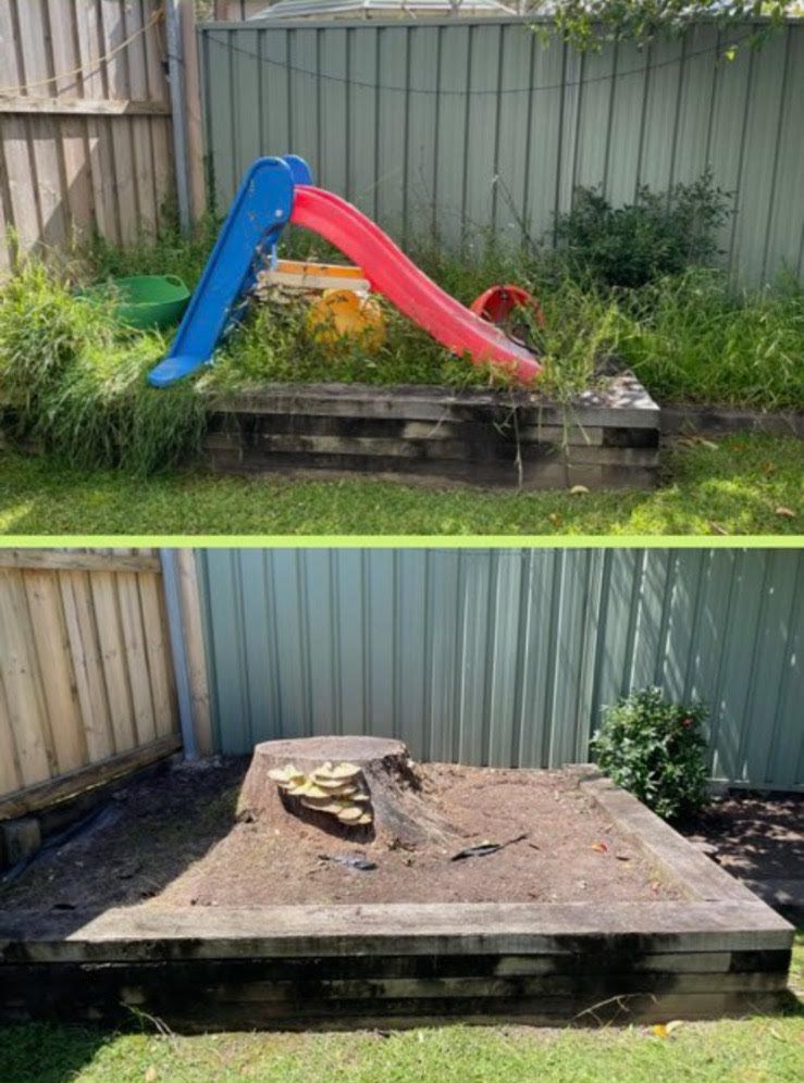 Before And After Of Garden Cleaning — Craig’s Lawn Mowing and Garden Maintenance in Miranda, NSW