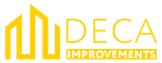 DECA Improvements logo in gold with stylized house icon and text