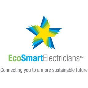 EcoSmartElectricians logo with a blue, green, and yellow star and tagline about a sustainable future