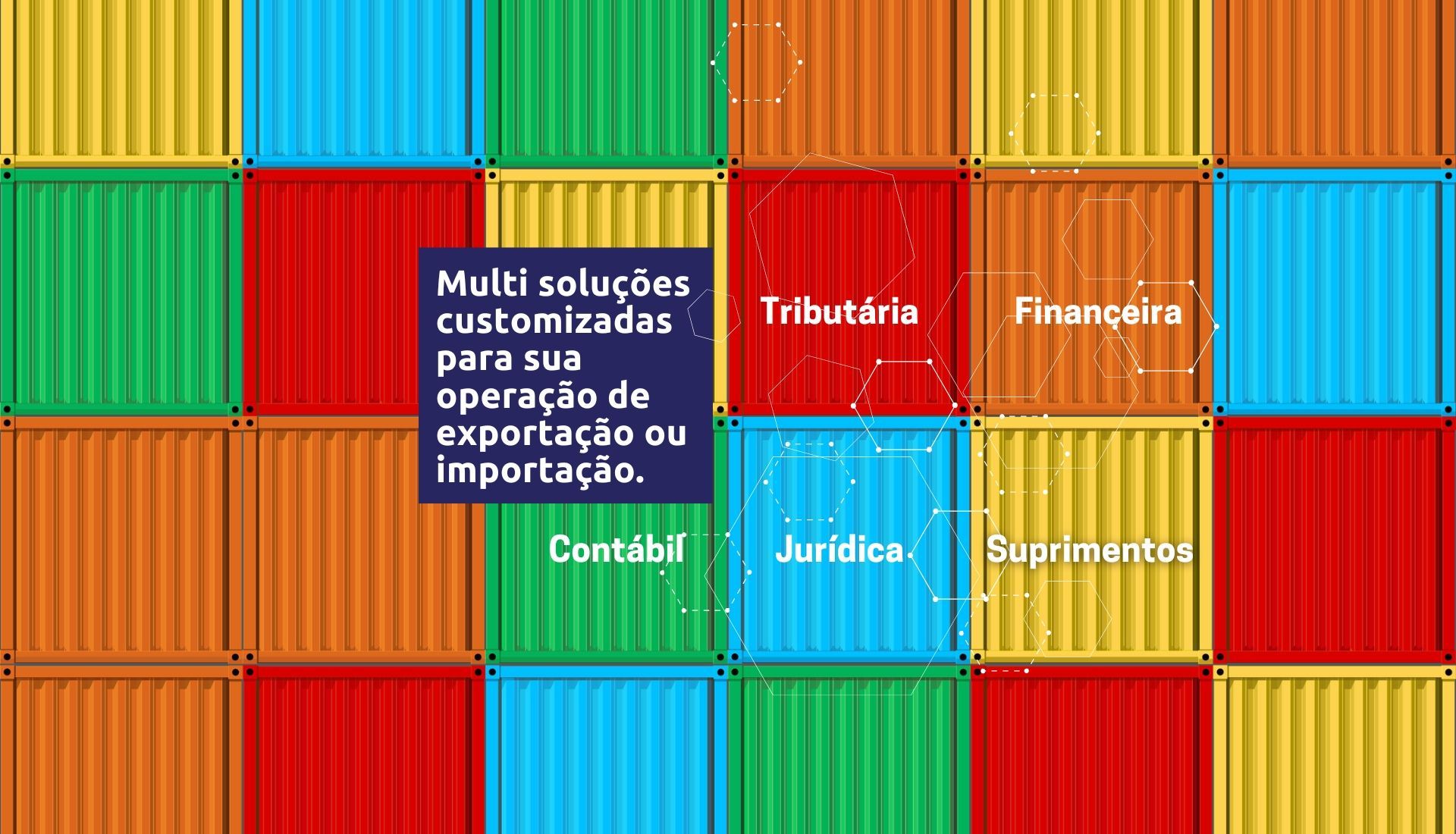 Um monte de contêineres coloridos estão empilhados uns sobre os outros.