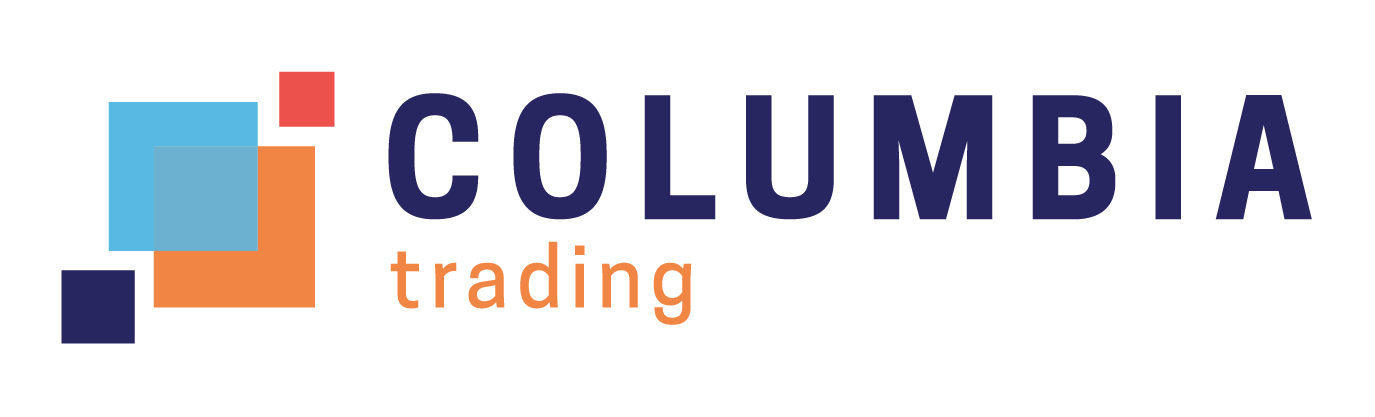 O logotipo da Columbia Trading é azul e laranja