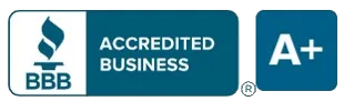 BBB Accredited Business logo and A+ rating.