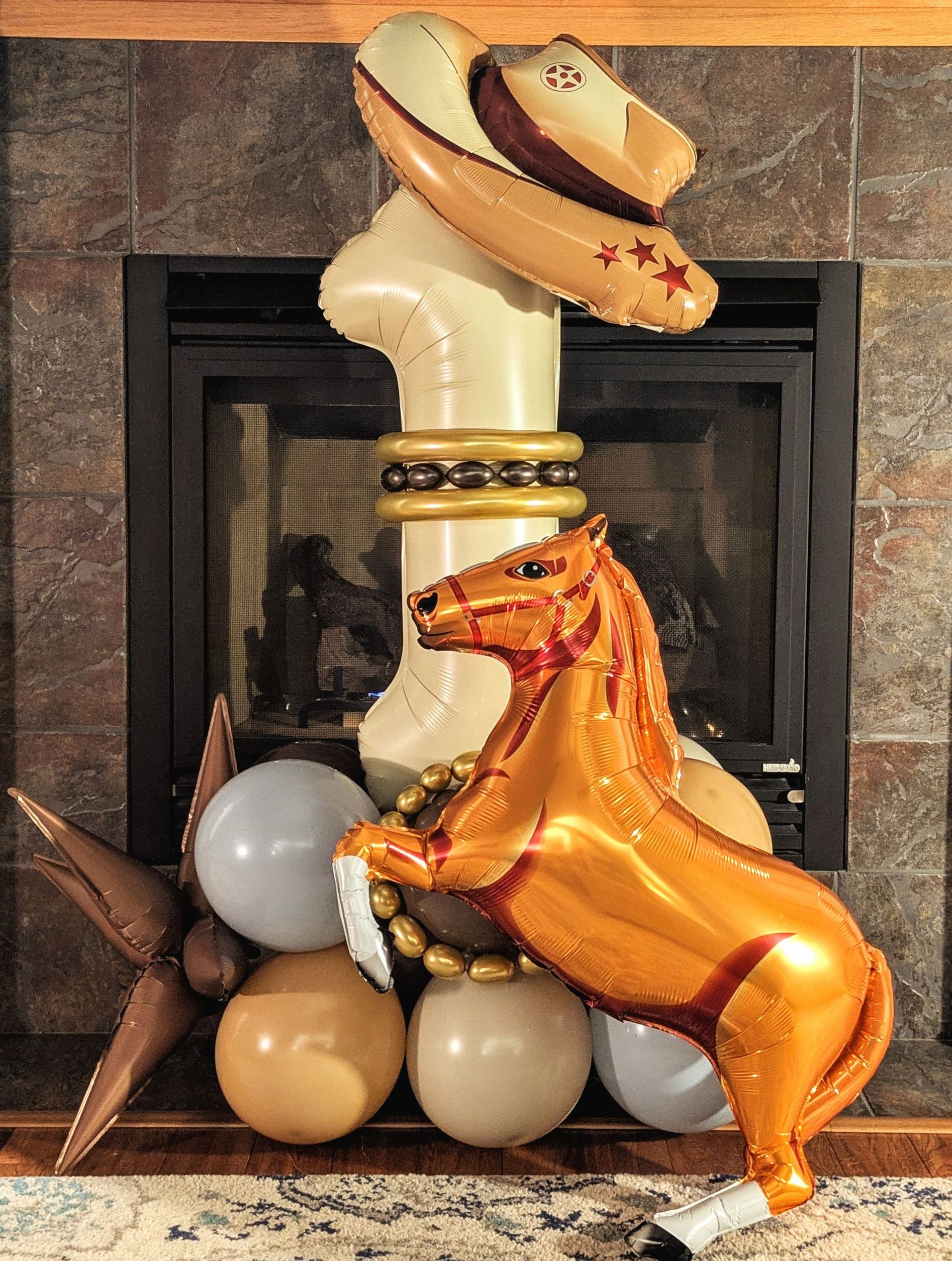 A balloon sculpture of a cowboy