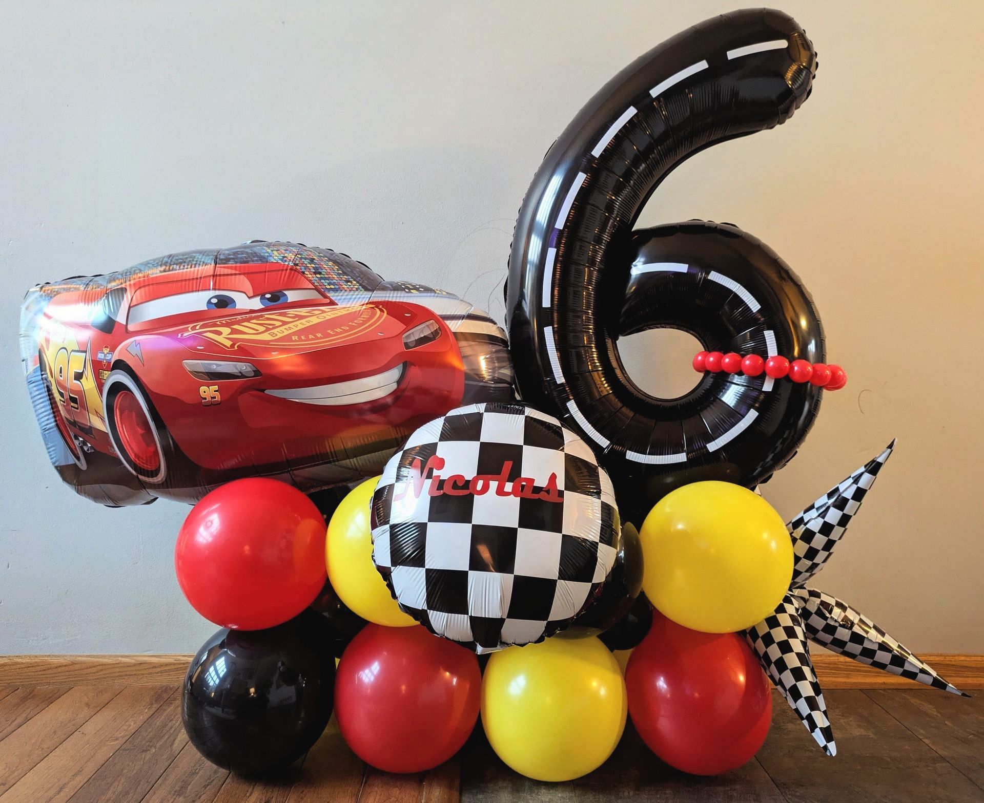 racing birthday balloons