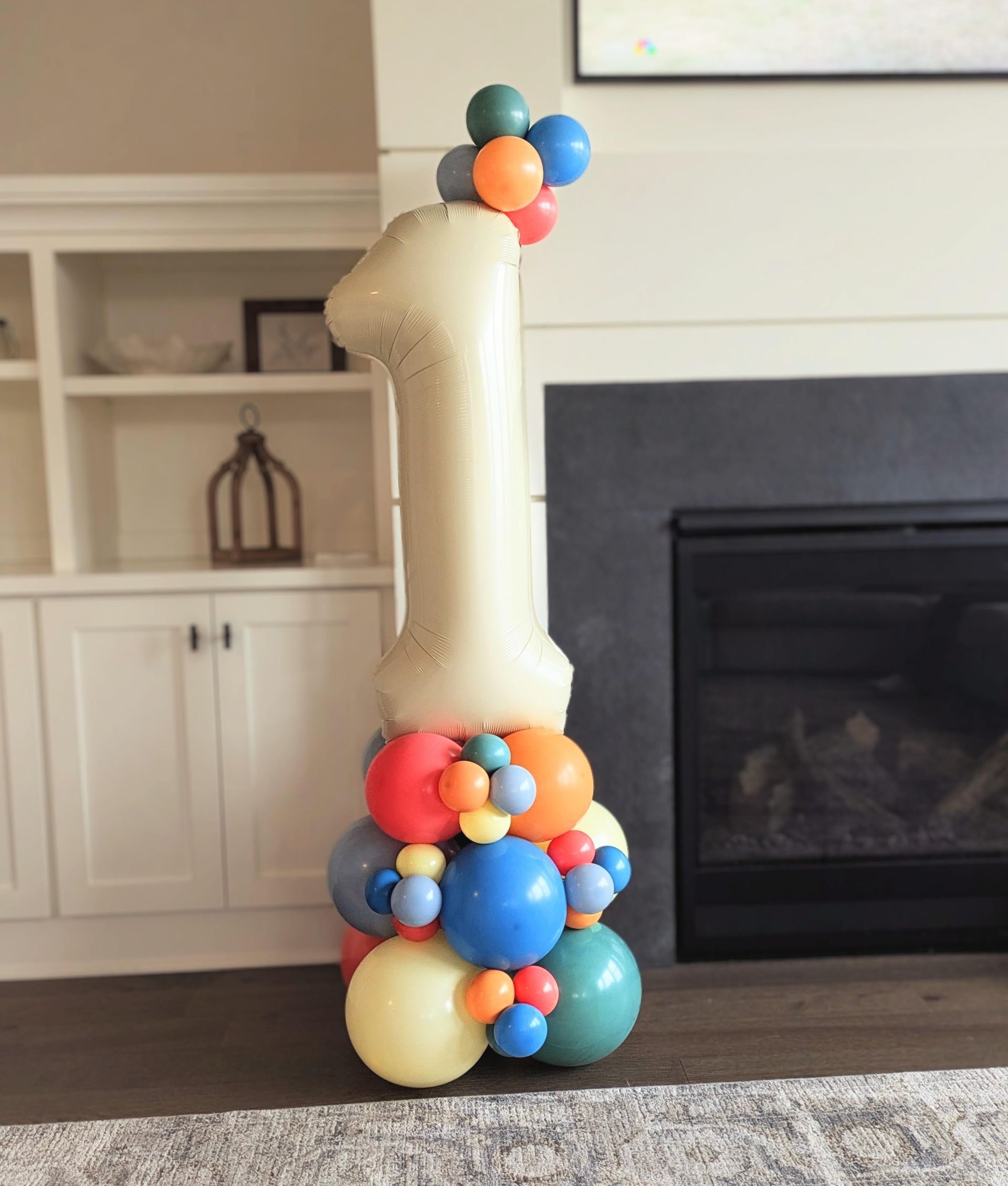 1st birthday balloon stack