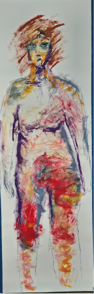 Self-portrait of physical pain expressed through watercolors