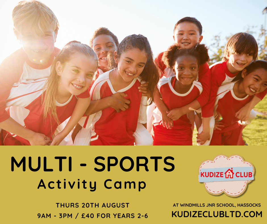 Poster for Multi-Sports Adventure Holiday Club in summer 2026 in Sussex