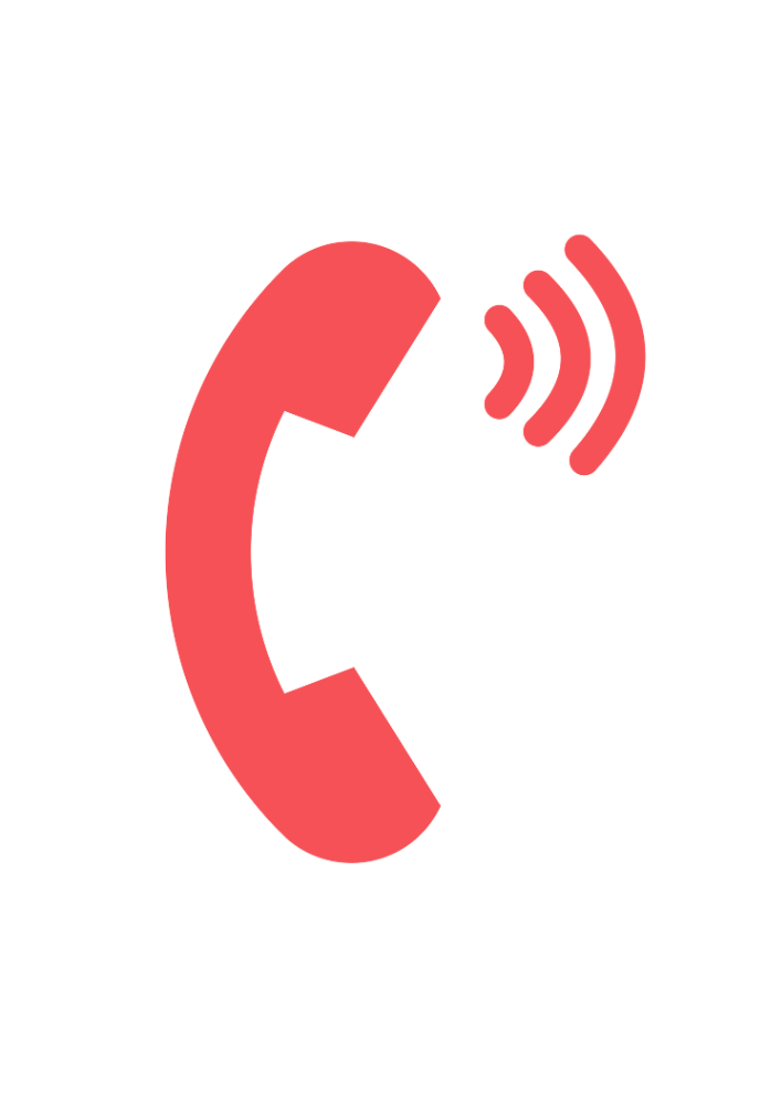 Red telephone receiver with sound waves, indicating an incoming call.