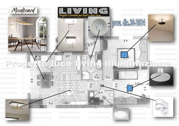 Salotto moderno con illuminazione architettonica calda e arredi eleganti per un progetto living integrato.