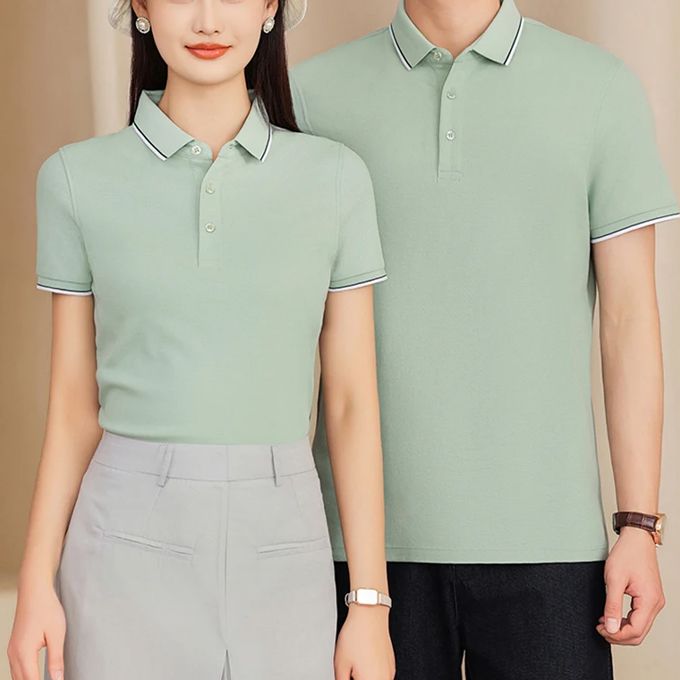 (TEAM)男女同款撞色翻領POLO衫-淺綠色(CHB560215)
