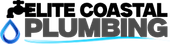 A logo for elite coastal plumbing with a blue drop