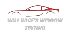 The logo for Will Race 's Window Tinting shows a red sports car.